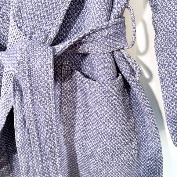 Coyuchi Mediterranean Organic Cotton Modern Robe Lake Blue XS/S - Picture 3 of 8